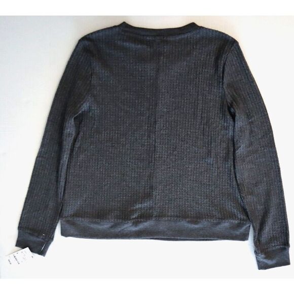 Alfani Women Sz XS Charcoal Gray 2-pc Thermal Waffle-Knit Henley Pajama Set - Picture 6 of 16